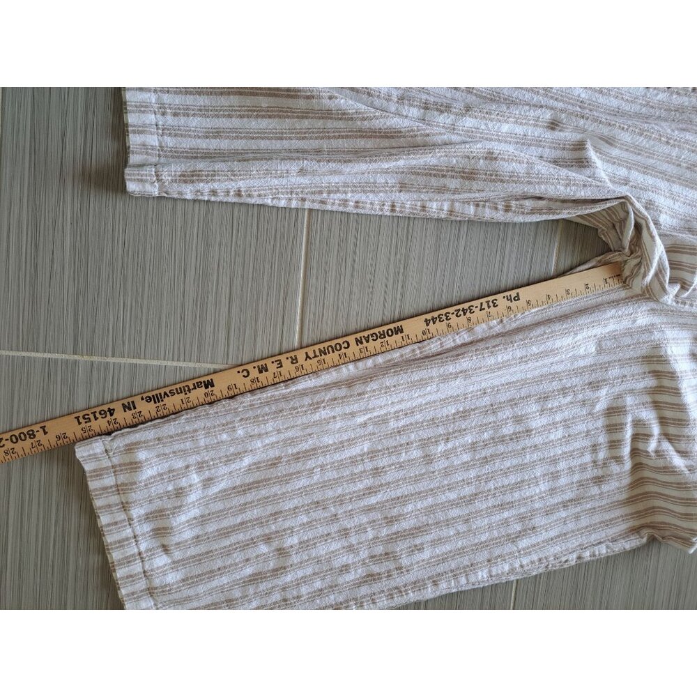 Lot of 2 Linen Blend XXl Striped Beige Elastic Waist Pants Women's Summer - Picture 15 of 15